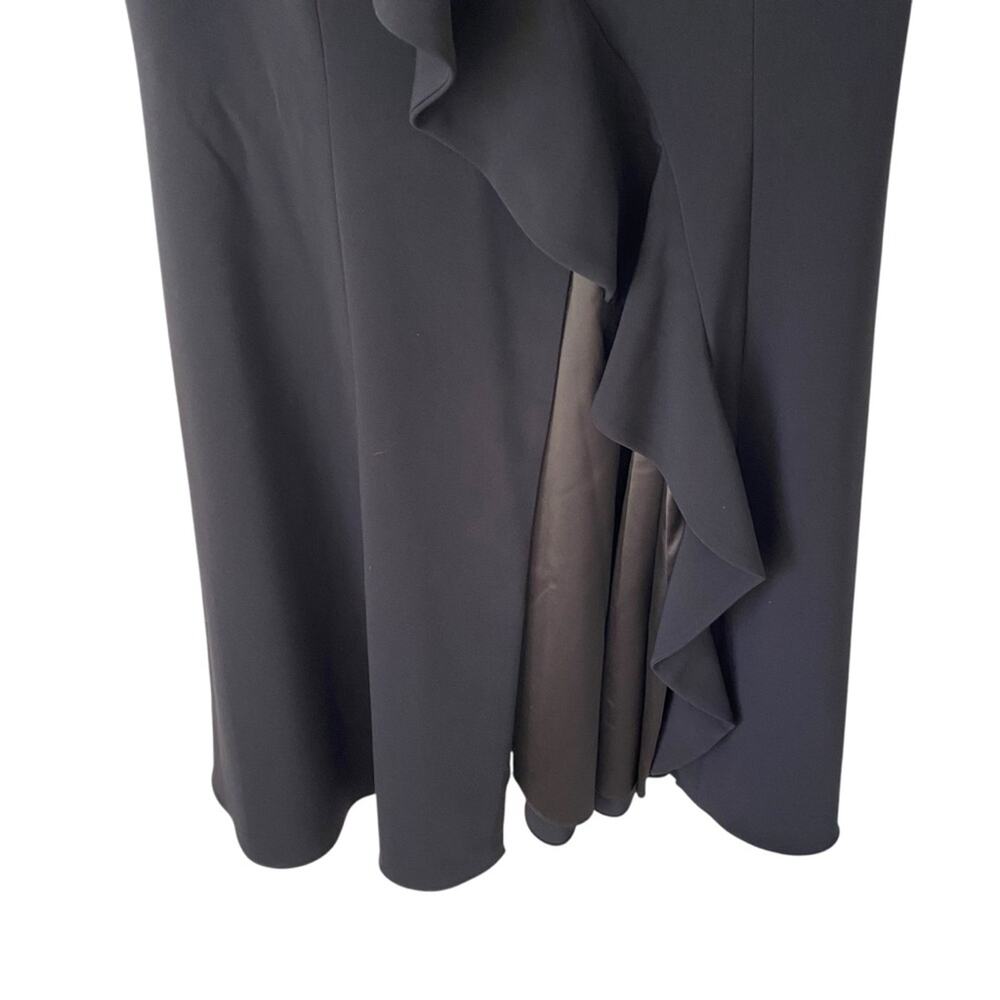 Jay Godfrey Allman Black Strapless Ruffle Gown Side Slit lined in satin size 12 - Picture 4 of 9